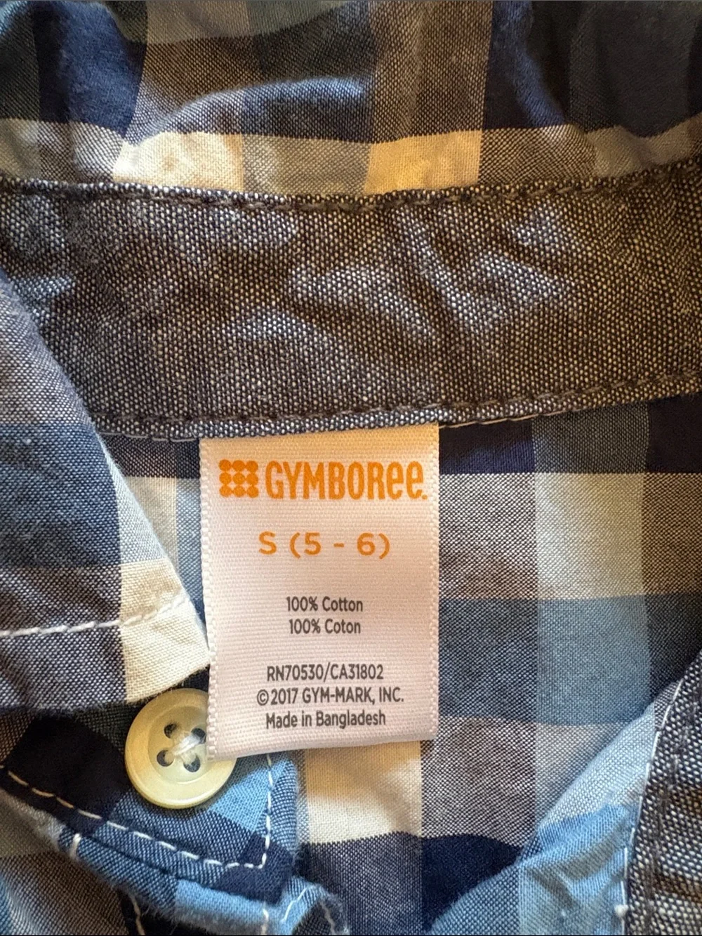 Gymboree Blue and White Plaid Button-Down Shirt